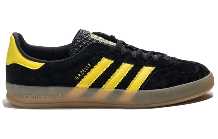 Мужские кеды adidas originals GAZELLE Indoor (черно-желтые) — фото 2