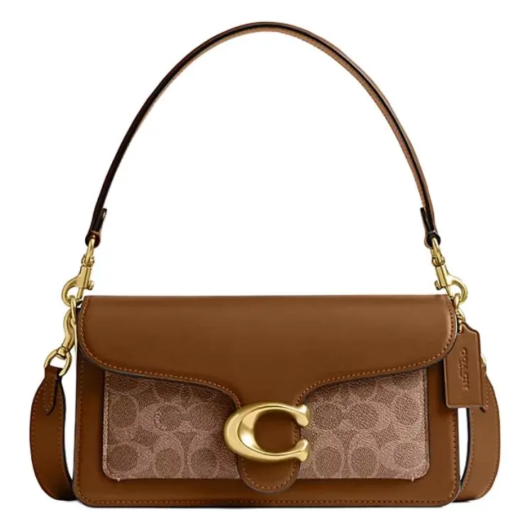 COACH Tabby Cow Leather Portable Crossbody Bag, Shoulder Bag Medium Women's Brown Yellow
