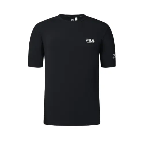 FILA T Shirts Men's Pitch Black BK Crew Neck Thin Straight Fit