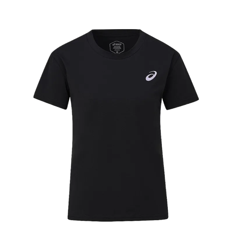 ASICS T Shirts Women's Black Crew Neck Thickened