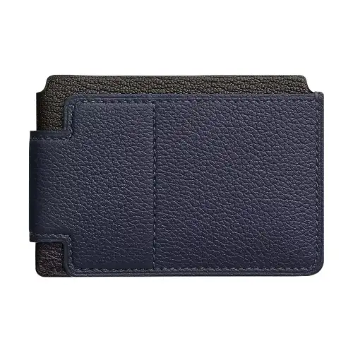HERMES H Sport Evercolor Calfskin/Mysore Goat Skin Card Holder Men's Midnight Blue/Black