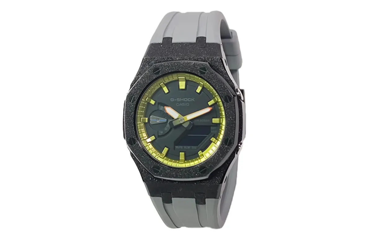 CASIO Custom Collection Quartz Movement Fluoroelastomer Strap Watch Men's Watches Black Dial