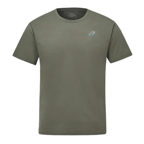 ASICS T Shirts Unisex Army Green Crew Neck Moderate Straight Fit