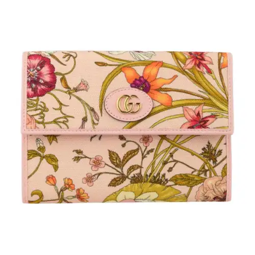 GUCCI GG Marmont Canvas With Leather Wallet Women's Pink