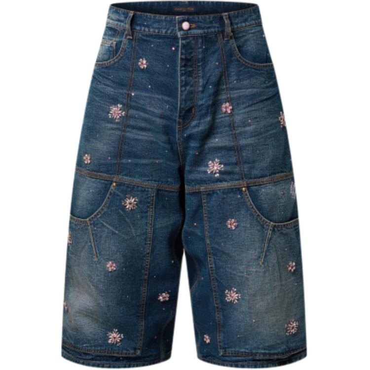 LOUIS VUITTON Embroidered Denim Workwear Shorts