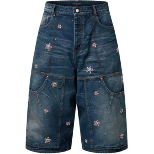 LOUIS VUITTON Embroidered Denim Workwear Shorts