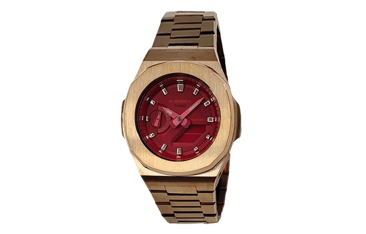 CASIO Custom Collection Quartz Movement Stainless Steel Strap Watch Men's Watches Red Watch Dial
