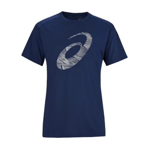 ASICS T Shirts Men's Marine Blue Crew Neck Moderate