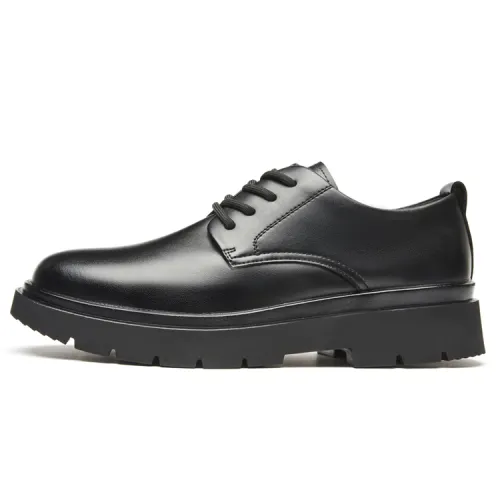 Warrior Classic Simple Business Comfort Trendy Casual Formal Leather Shoes Men's Black