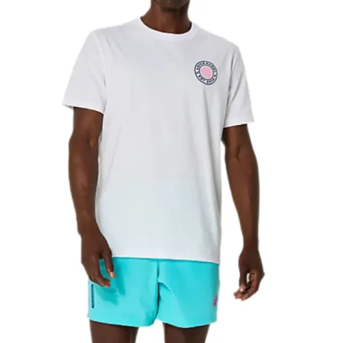 ASICS PADEL T Shirts Men's White Crew Neck Moderate Straight Fit