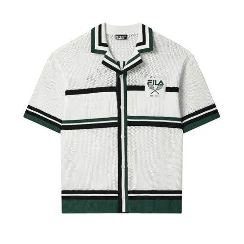 FILA ORIGINALE Knitwear Men's Cloud White WT Lapel Moderate Cardigan
