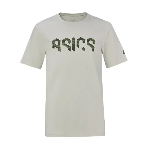 ASICS T Shirts Unisex Light Gray Crew Neck Moderate Straight Fit