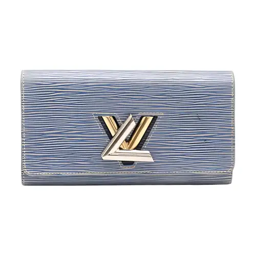 LOUIS VUITTON Twist Leather Wallet Women's Denim Blue