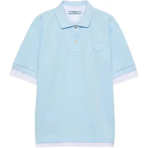 PRADA Logo Detailed Short Sleeved Polo Shirt