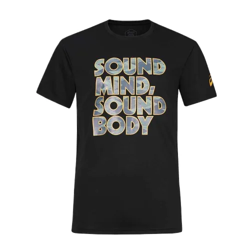 ASICS T Shirts Unisex Black Crew Neck Moderate