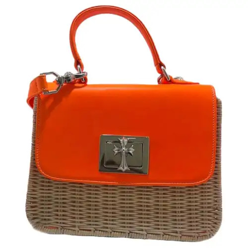 Chrome Hearts Leather Shoulder Bag, Crossbody Bag, Handbag Women's Orange