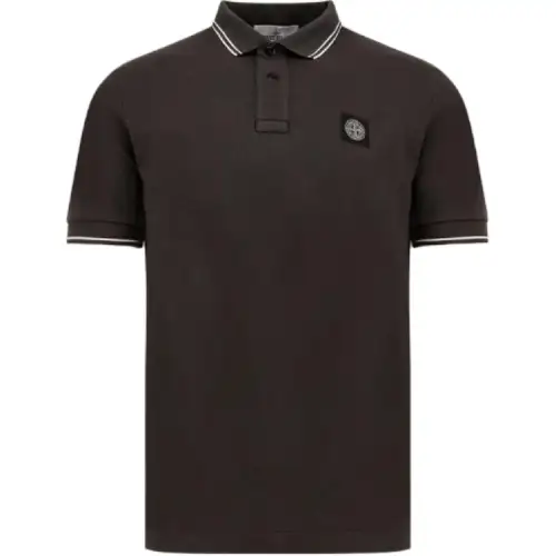 STONE ISLAND Logo Patch Buttoned Polo Shirt