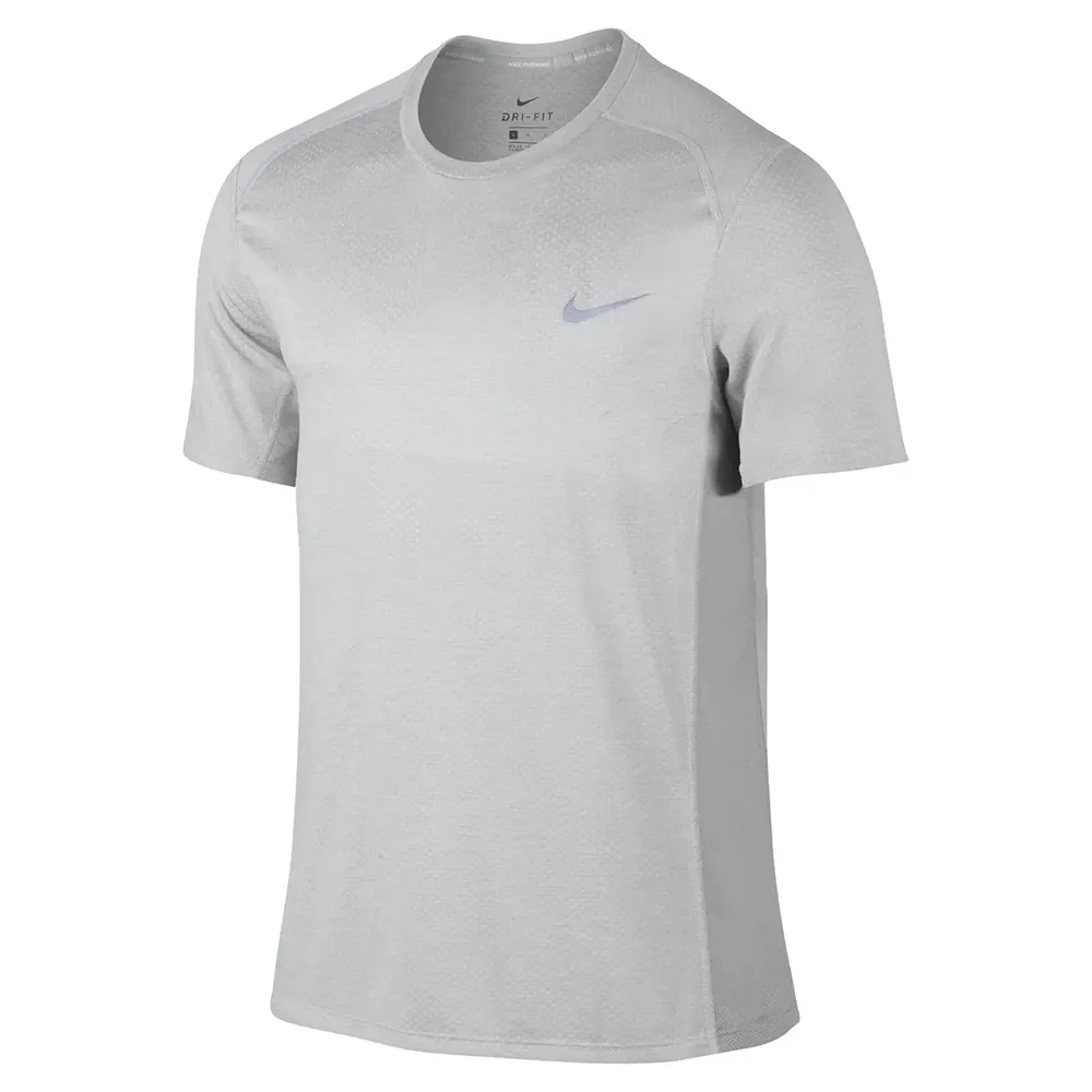 Nike T-Shirts Men's White Gray Crew Neck Moderate Straight Fit