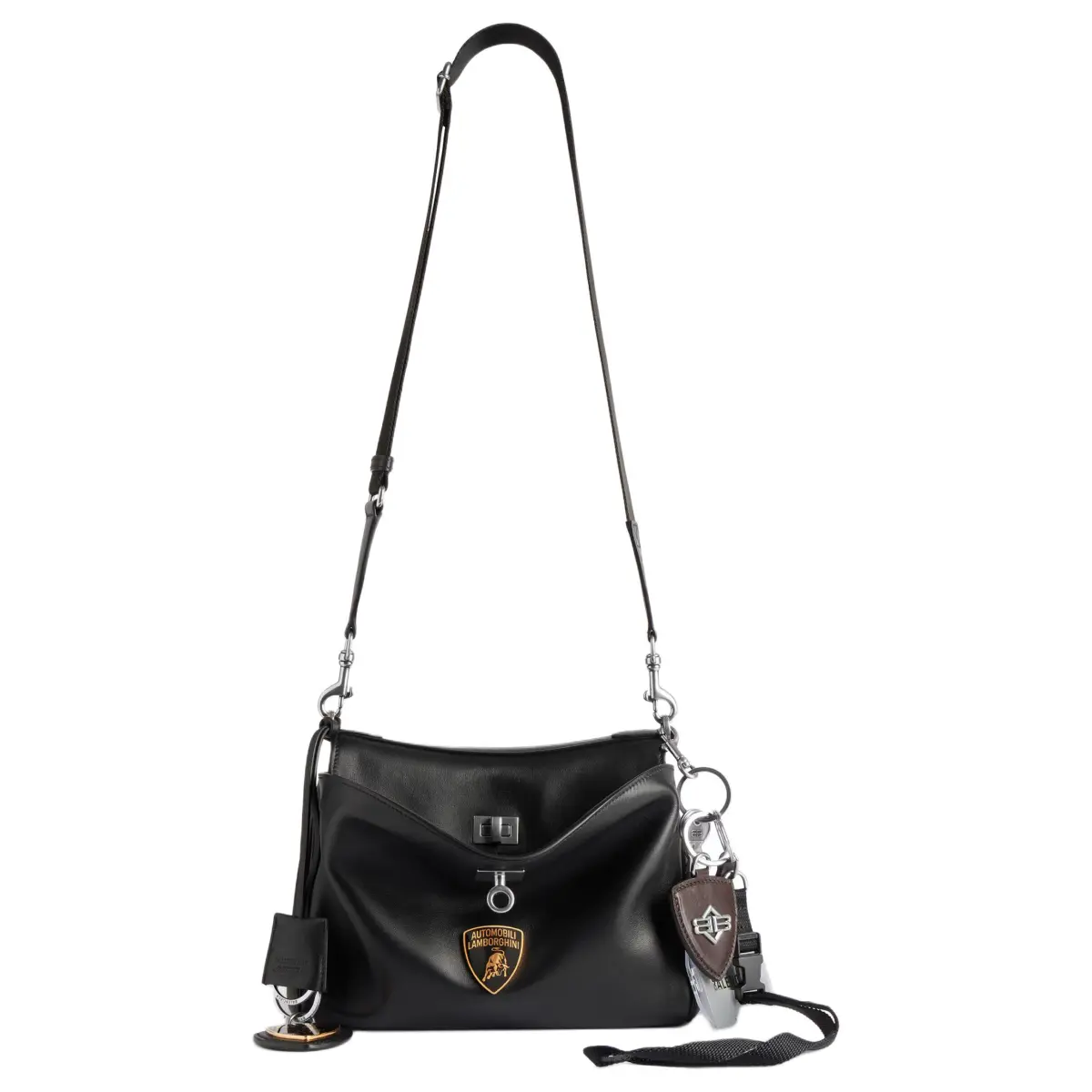 Balenciaga X Automobili Lamborghini Collaboration Rodeo Cow Leather Shoulder Bag, Crossbody Bag Small Men's Black