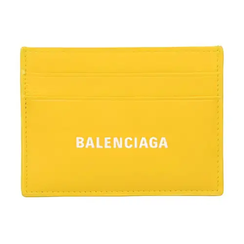 Balenciaga Leather Card Holder, Wallet Men's Yellow