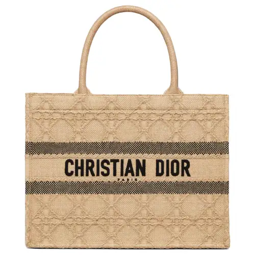 DIOR BookTote Wicker Pattern Tote Bag, Shopping Bag, Handbag Medium Women's Gold/Black