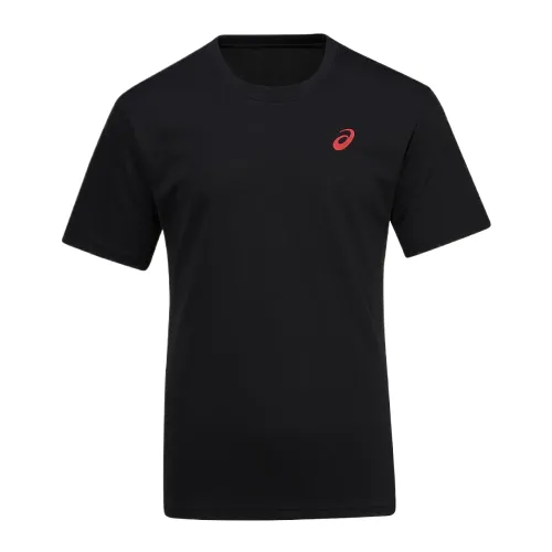 ASICS T Shirts Unisex Black Crew Neck Moderate Straight Fit