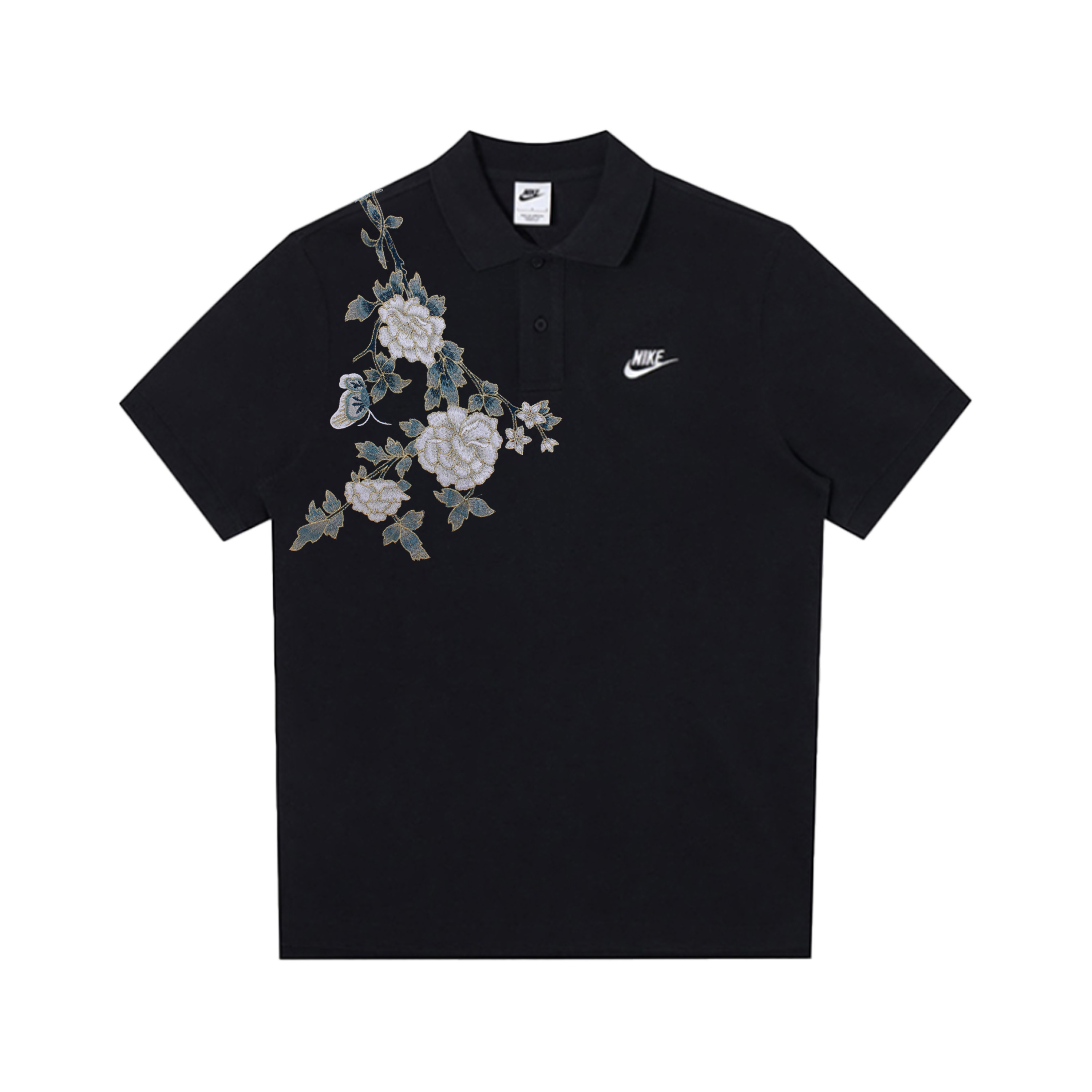 Nike, uniform, amber fresh black polo for leisure, custom-made, with short sleeve