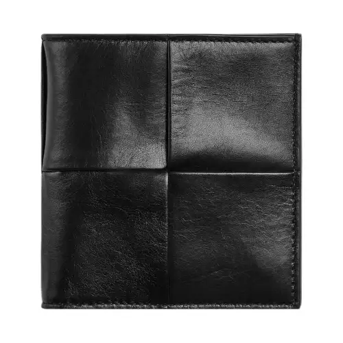 Bottega Veneta Cow Leather With Fabric Wallet Small Men's Black