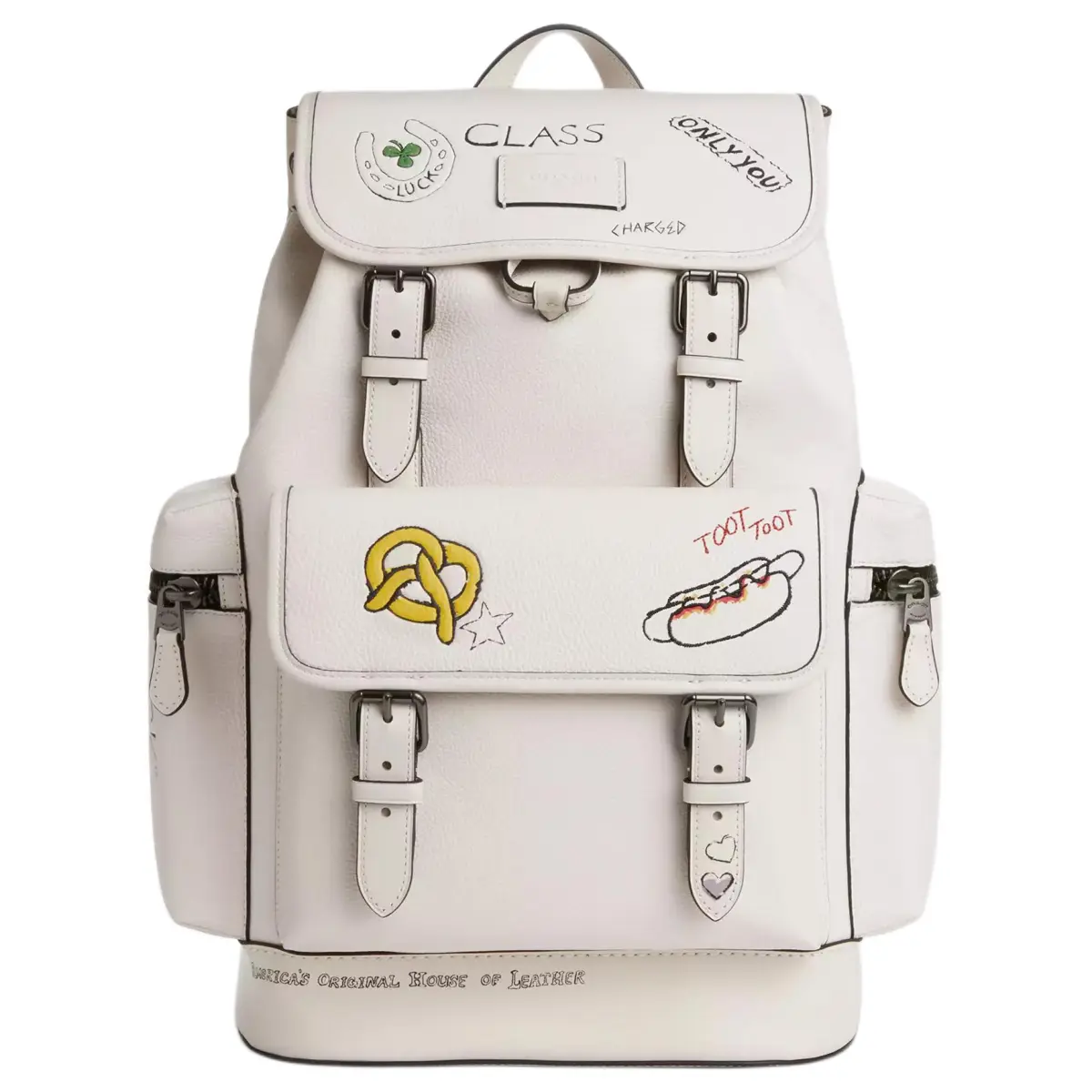 COACH Sprint Cow Leather Backpack Large Men's Chalk White