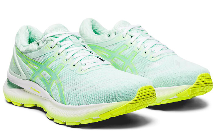 Женские кроссовки ASICS GEL-Nimbus 22 Modern Tokyo (зелено-желто-белые) — Зелёный / жёлтый / белый — фото 2