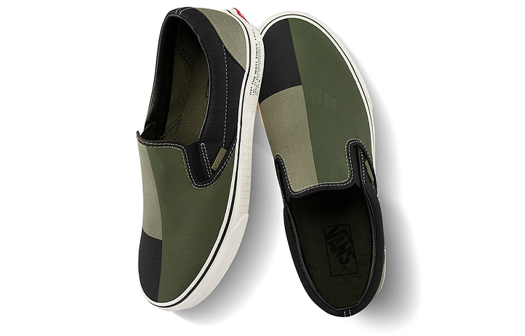 Кеды Vans 66 Supply Classic Slip On (серо-черно-зеленые) — фото 3