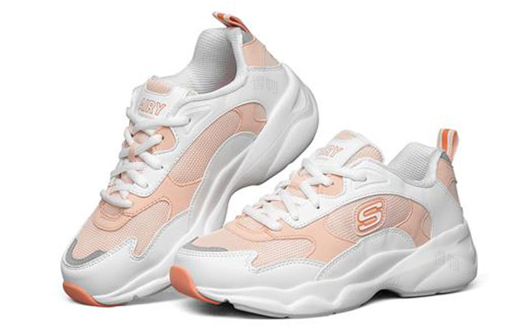 Женские кроссовки Skechers D'Lites Airy (бело-оранжевый) — Белыйоранжевый — фото 3