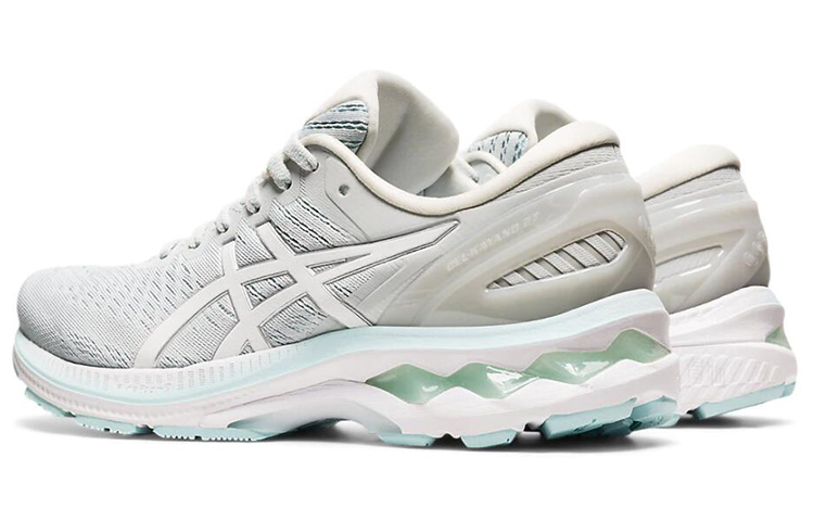 Женские кроссовки ASICS Gel-Kayano 27 (серо-бело-синие) — фото 3