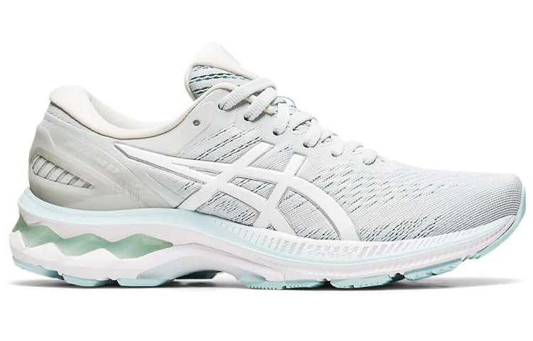 Женские кроссовки ASICS Gel-Kayano 27 (серо-бело-синие) — фото 2