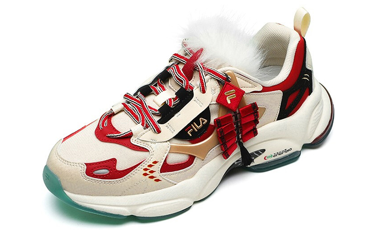 Мужские кроссовки Fila FUSION RJV (бежево-белые с темно-красным) — Бежевыйбелый / тёмно-красный — фото 2