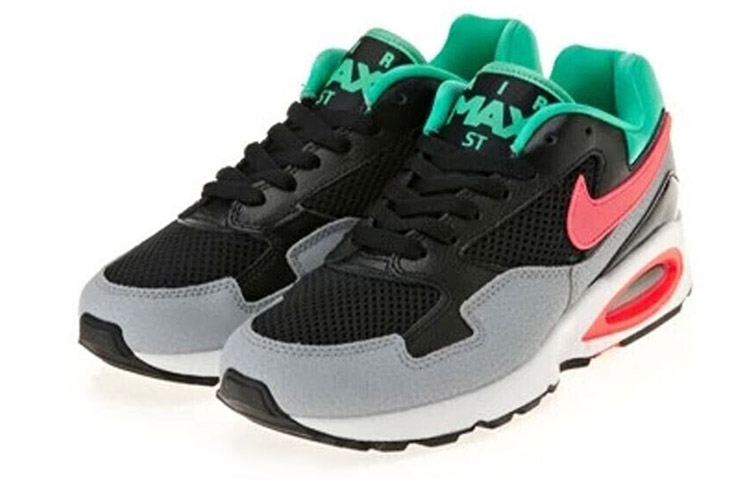 Женские кроссовки Nike Air Max ST (черно-красно-зеленые) — фото 3