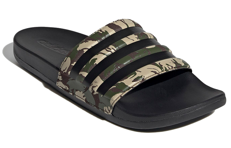 Шлепанцы adidas Adilette Comfort Slides (черно-зеленые) — фото 3
