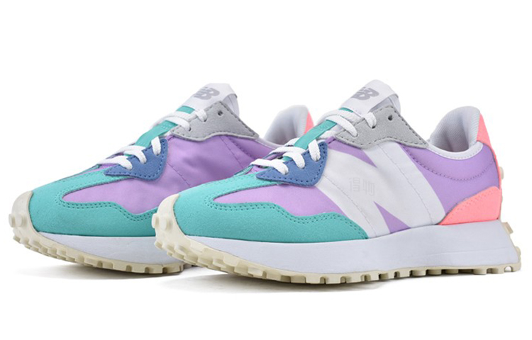 Женские кроссовки New Balance 327 (зелено-пурпурно-розовые) — фото 3
