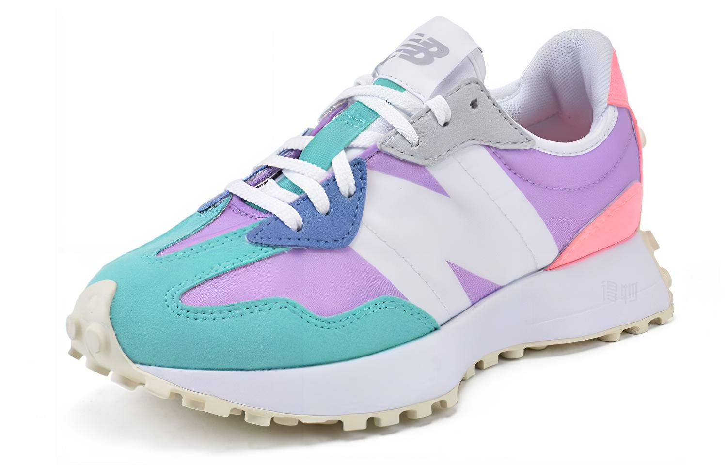 Женские кроссовки New Balance 327 (зелено-пурпурно-розовые) — фото 2