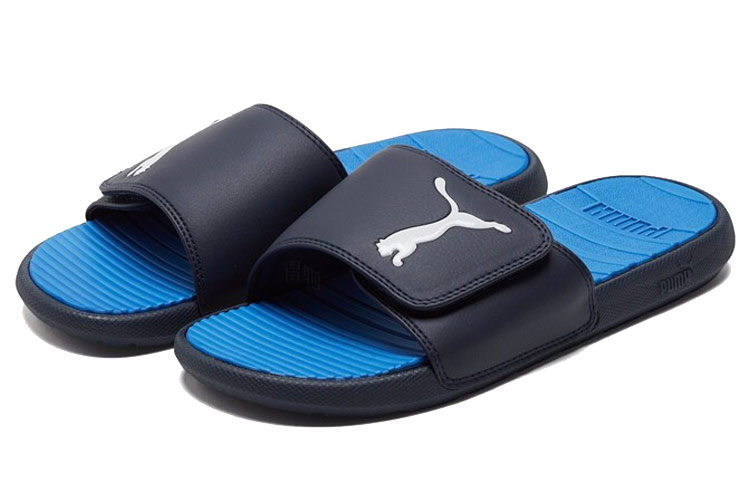 Мужские шлепанцы PUMA Cool Cat (черно-сине-белые) — Чёрный / синий / белый — фото 3