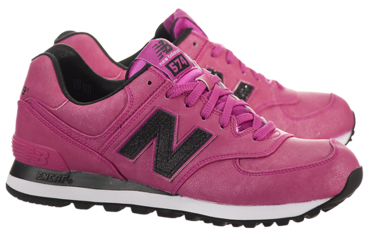 Женские кроссовки New Balance 574 (розовые) — 玫红/黑 — фото 3