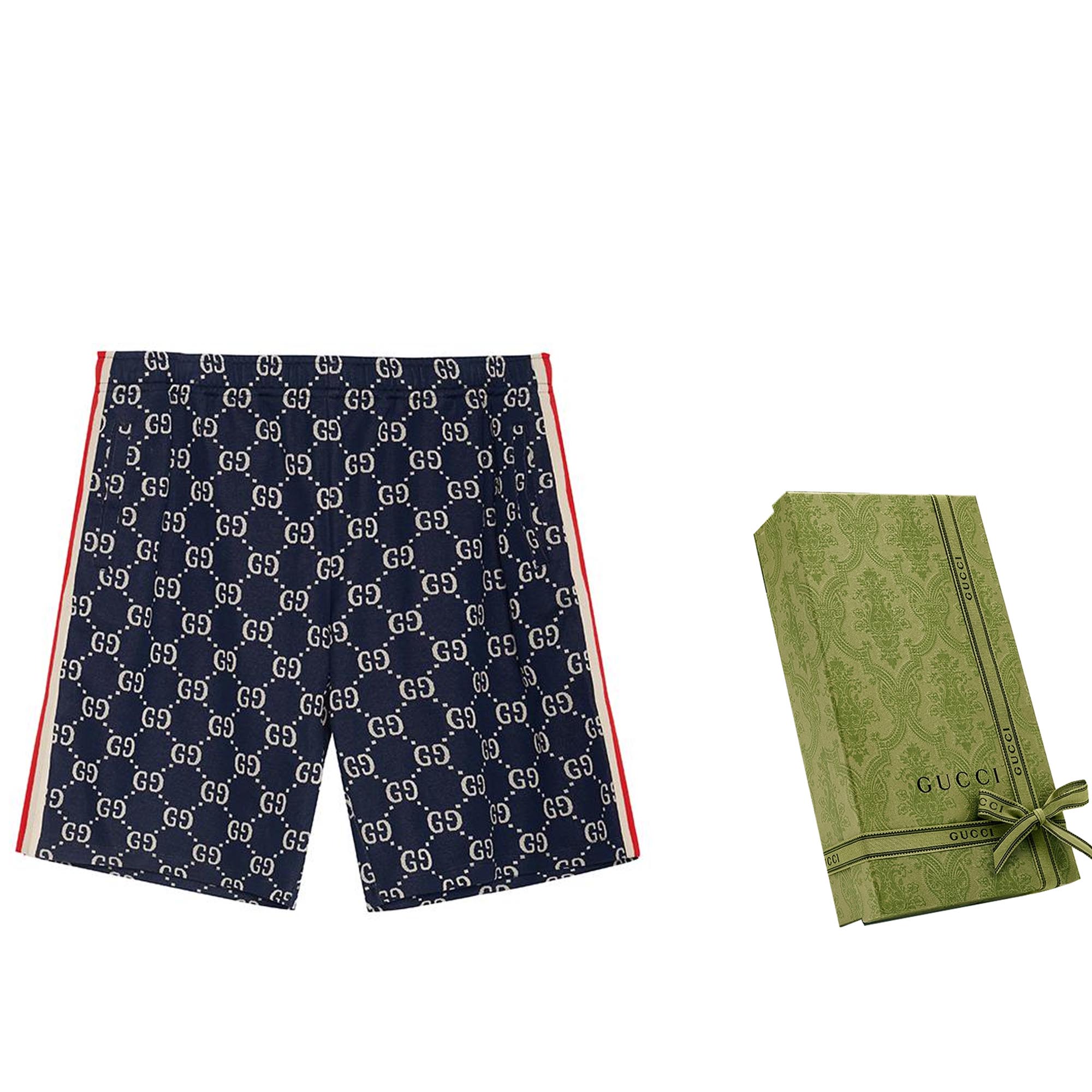 Мужские штаны Gucci Monogram Shorts (синие) — фото 9