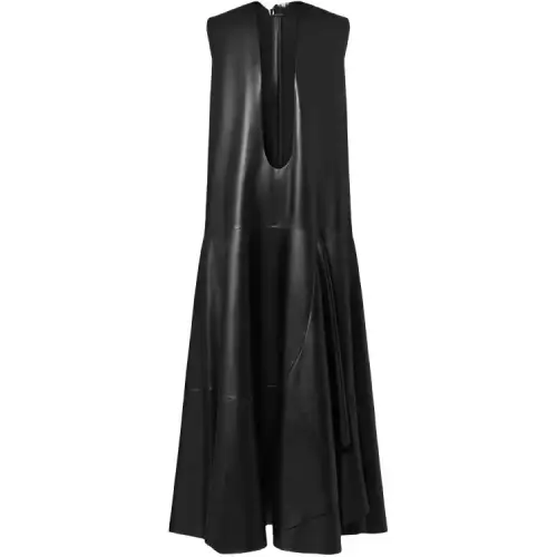 LOUIS VUITTON U Neck Leather Tent Dress