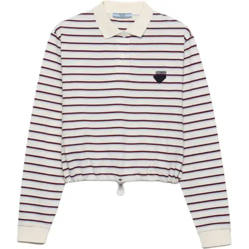 PRADA Polo Shirts Women's Ivory Polo Collar Moderate
