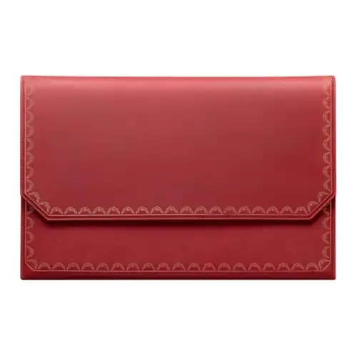 CARTIER Guirlande Calfskin Card Holder Clutch Medium Women's Red