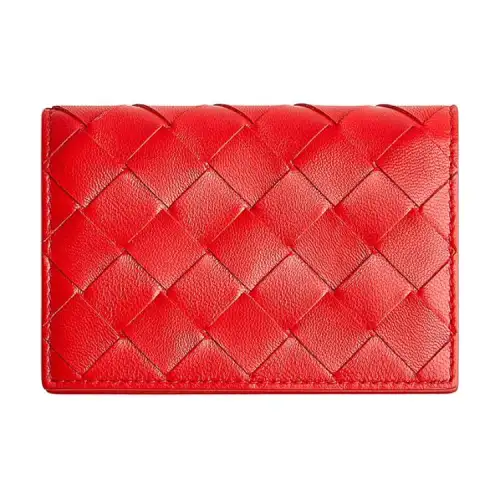 Bottega Veneta Cow Leather Card Holder Women's Pepper Red