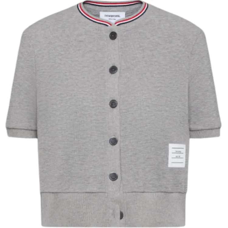 Thom Browne RWB-stripe waffle-knit cardigan