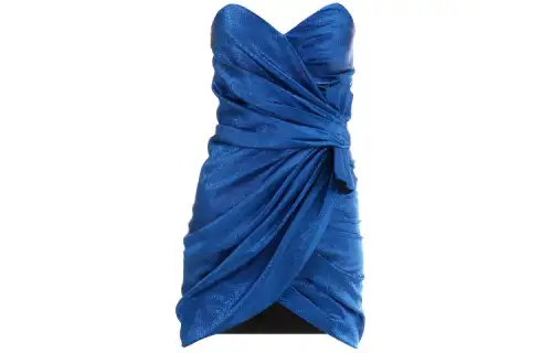 SAINT LAURENT Sleeveless Dresses Women's Royal Blue V Neck Moderate