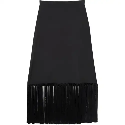 Burberry Leather Long Skirt Women's Black