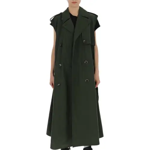 Bottega Veneta Coats Women's Green Suit Collar Moderate Straight Fit
